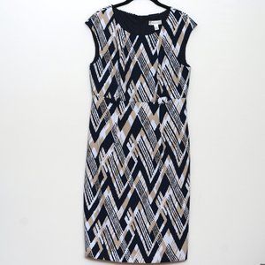 Dressbarn Navy/Tan Sheath Dress Size 14